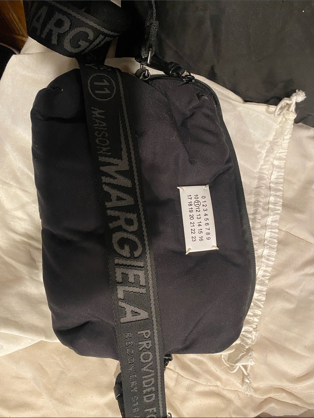 Maison Martin Margiela Black Logo Webbing Belt Bag